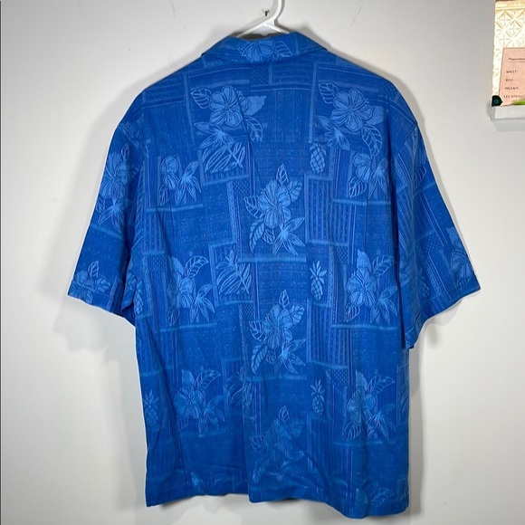 Vintage Jamaica Jaxx Blue 100% Silk Hawaiian Casual Button Down Shirt L - Picture 7 of 10